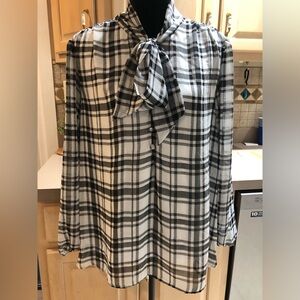 Plaid Black and White Women's Top